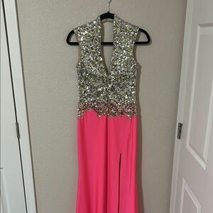 Mac Duggal Pink and Silver Prom Dress